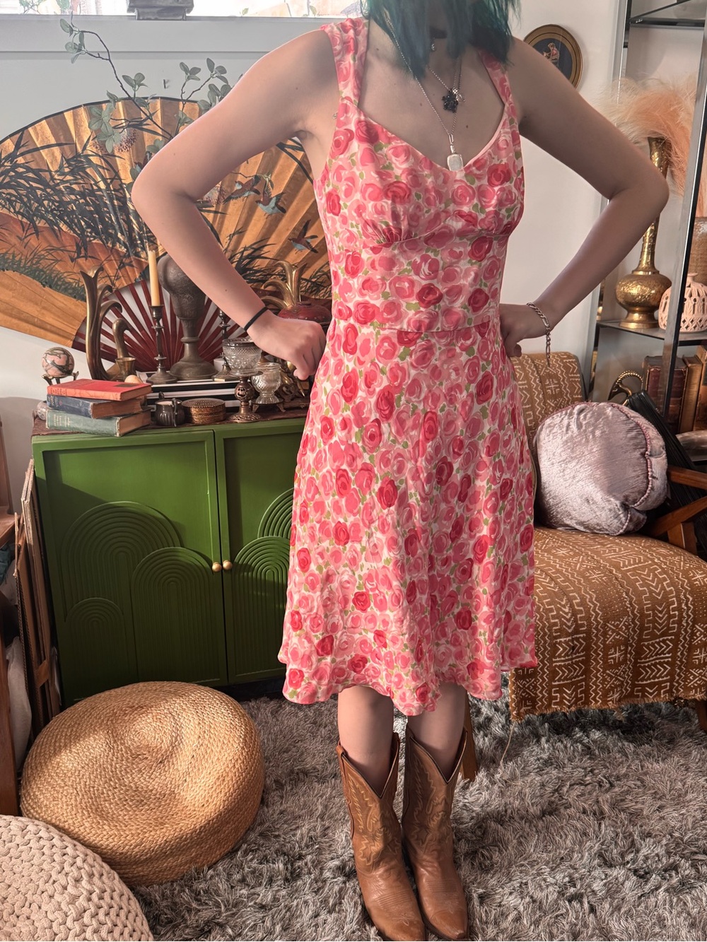 Silk y2k rose dress size 4
